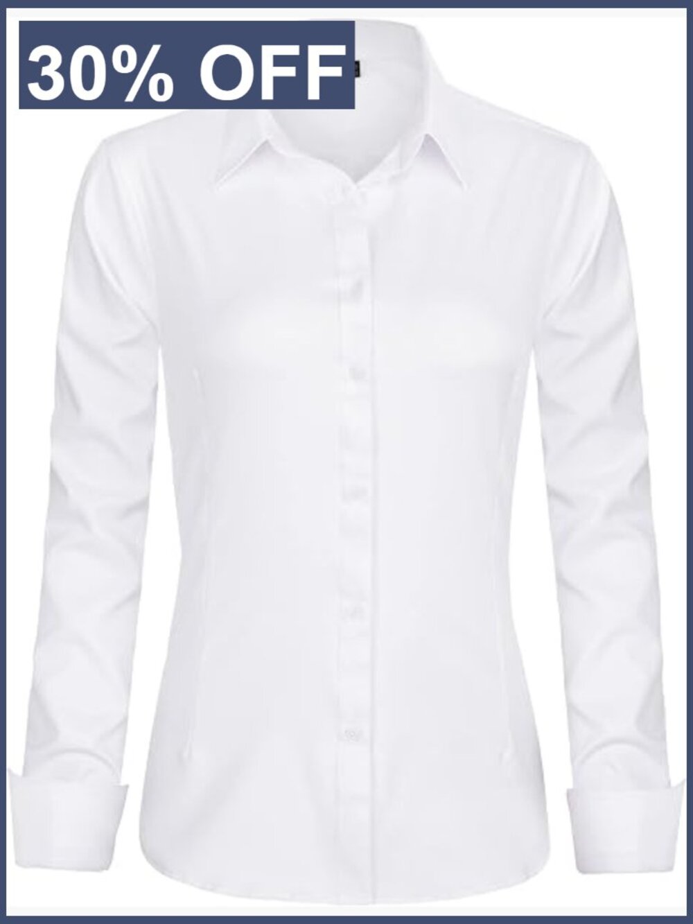 Long Sleeve Button Down Shirt Blouse Wrinkle-Free Business Casual Office Work